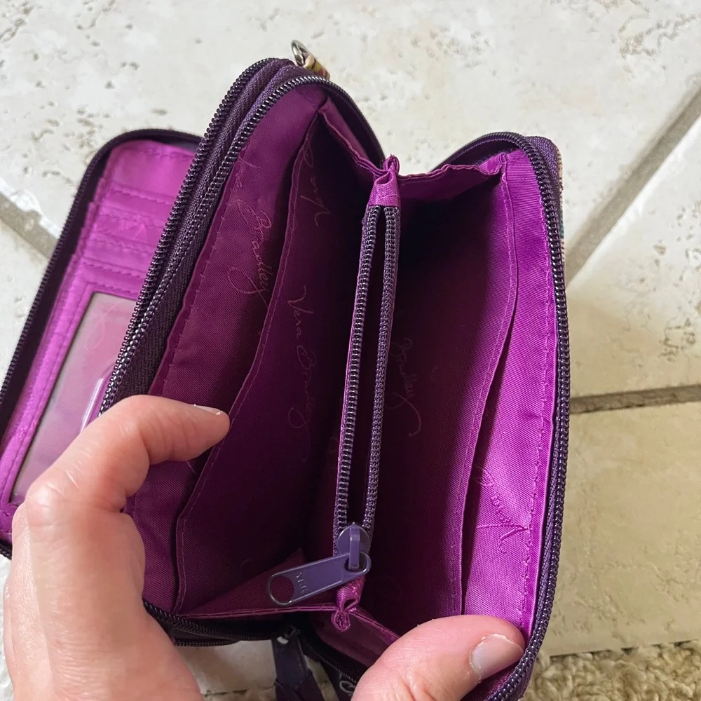 Vera Bradley crossbody wallet purple removable straps